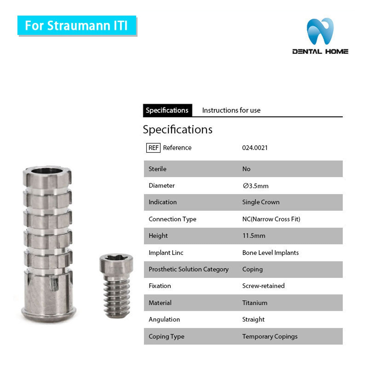 For Straumann ITl Multi unit Temporary cylinder