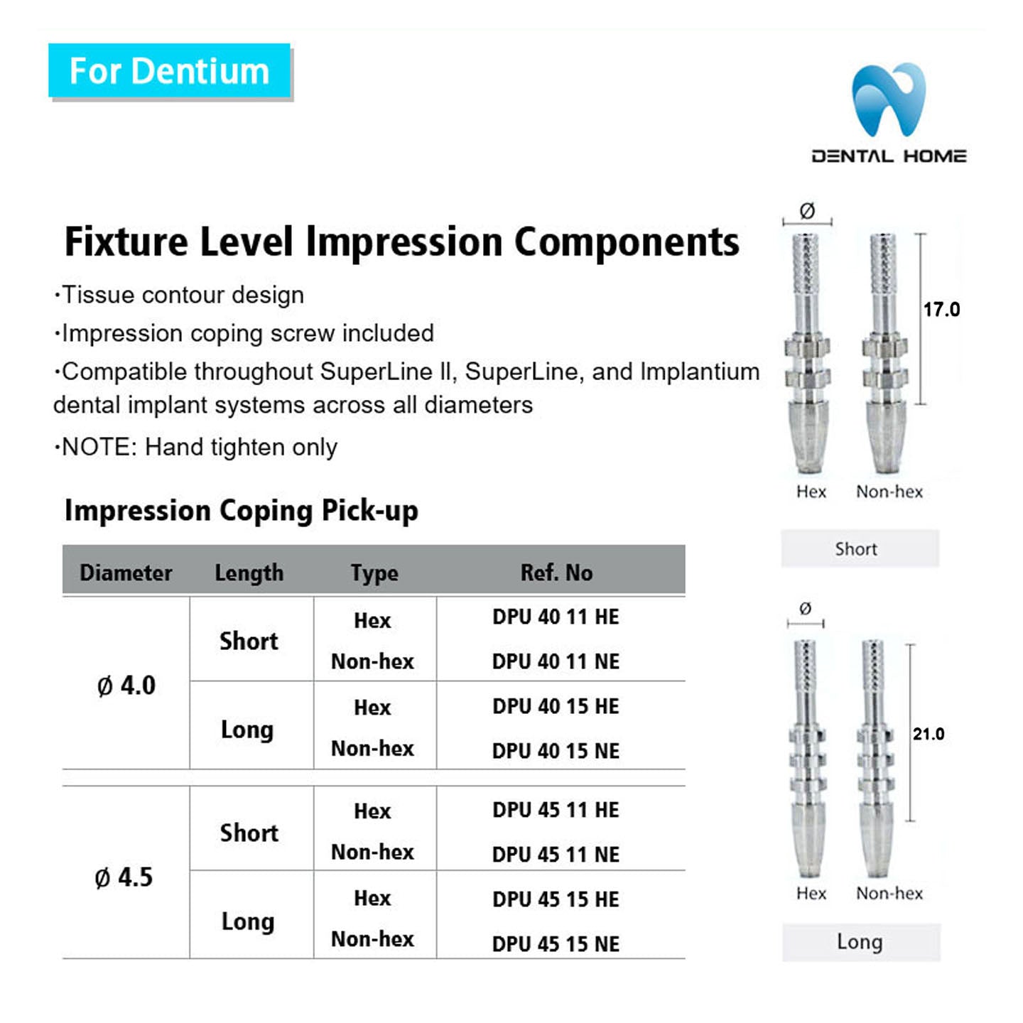 For Dentium Fixture Pick-up Impression Coping