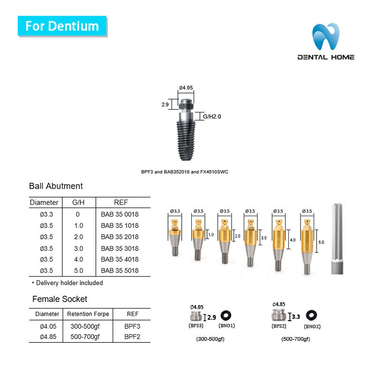 For Dentium Ball Abutment