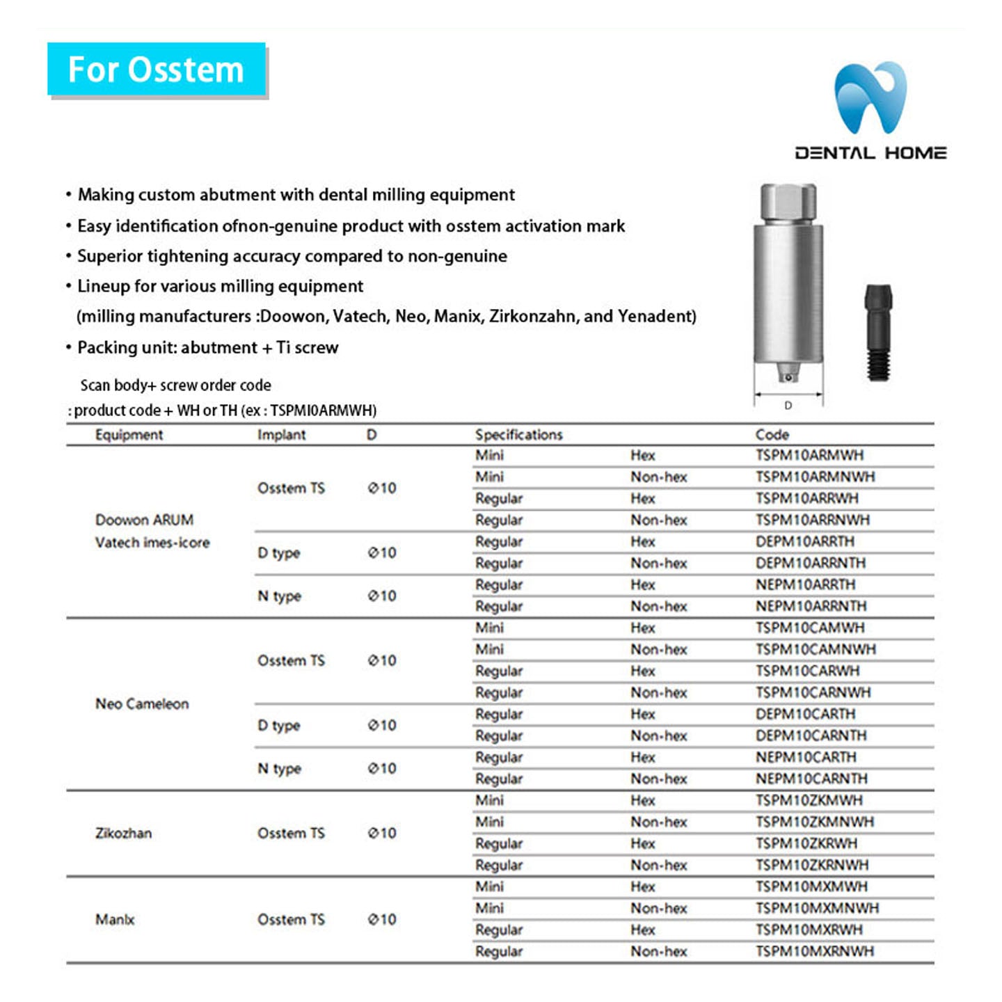 For Osstem Pre-Milled