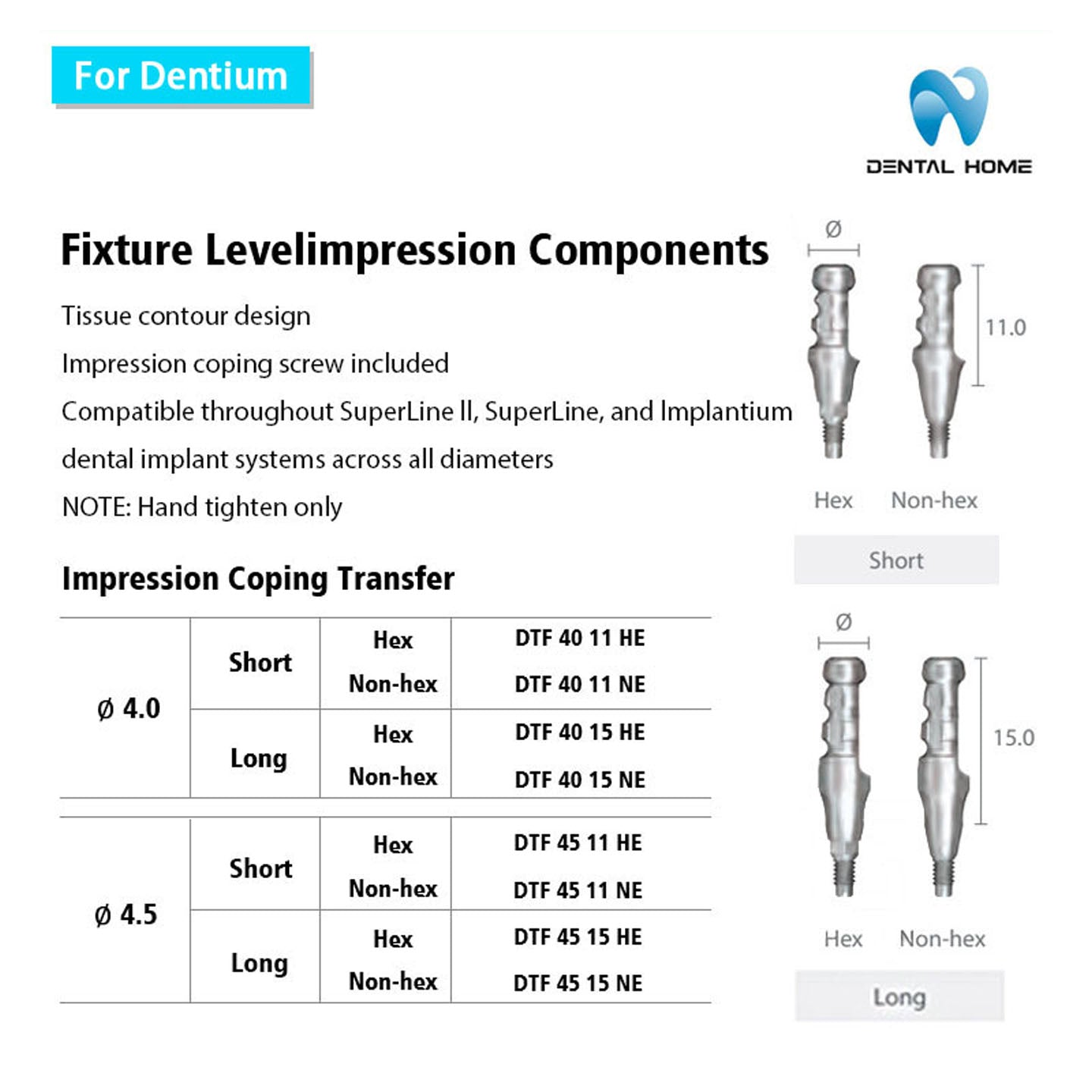 For Dentium Fixture Transfer ImpressionCoping