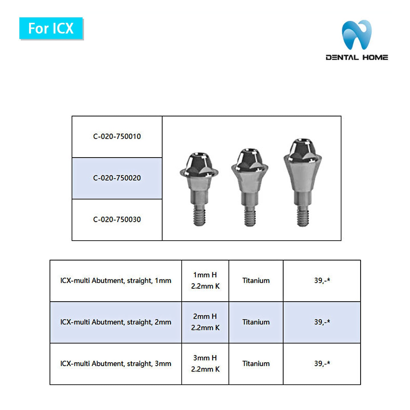 For ICX Multi unit Straight Abutment