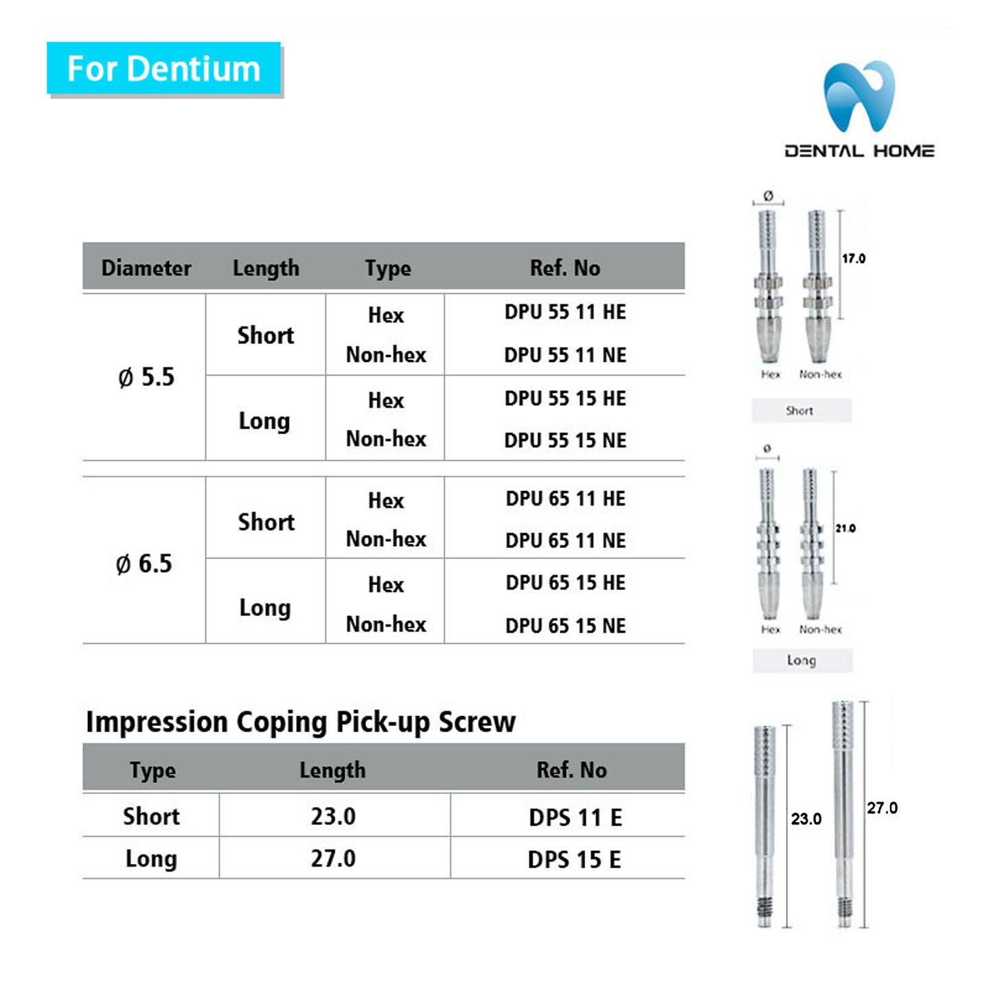 For Dentium Fixture Pick-up Impression Coping