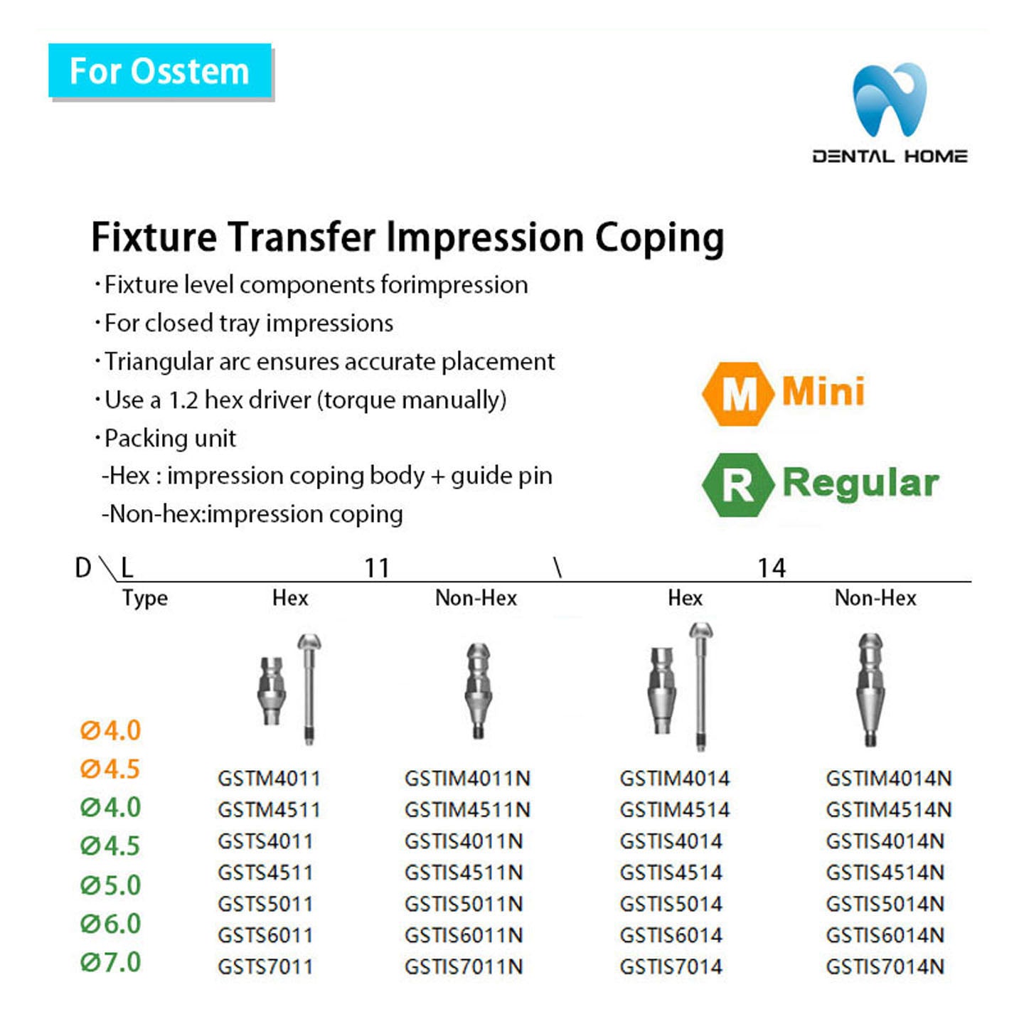 For OSSTEM Fixture Transfer Impression Coping