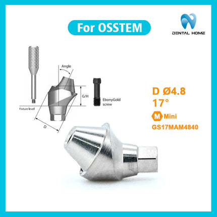 Подходит для немедленного ремонта угловых имплантатов с использованием композитного углового абатмента OSSTEM
