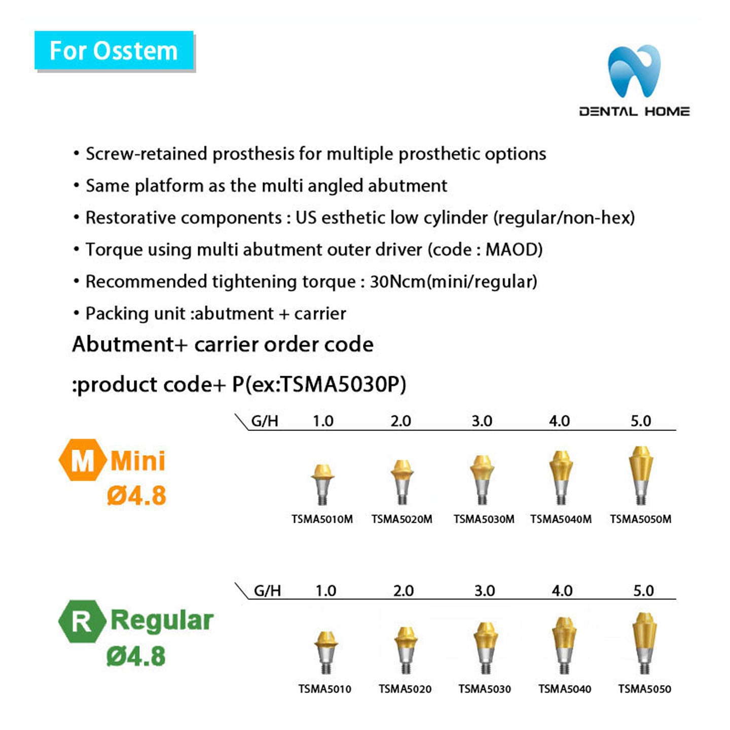 For Osstem Multi unit Straight Abutment