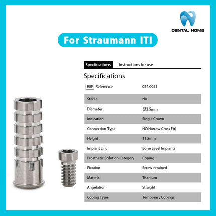 ストラウマンITlコンポジットテンポラリーアバットメントインプラント代替品コンポジット直角チタン合金ベース