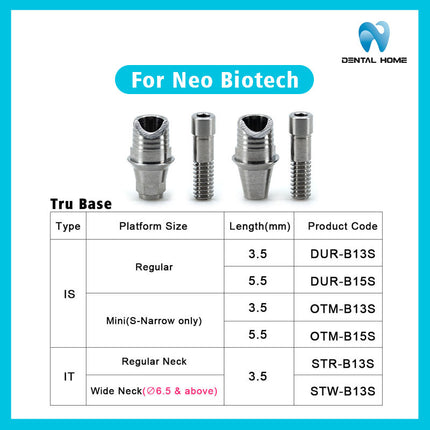 Подходит для замены дентальных имплантатов Neobiotech GEO Base. Аксессуары для зубного протезирования.