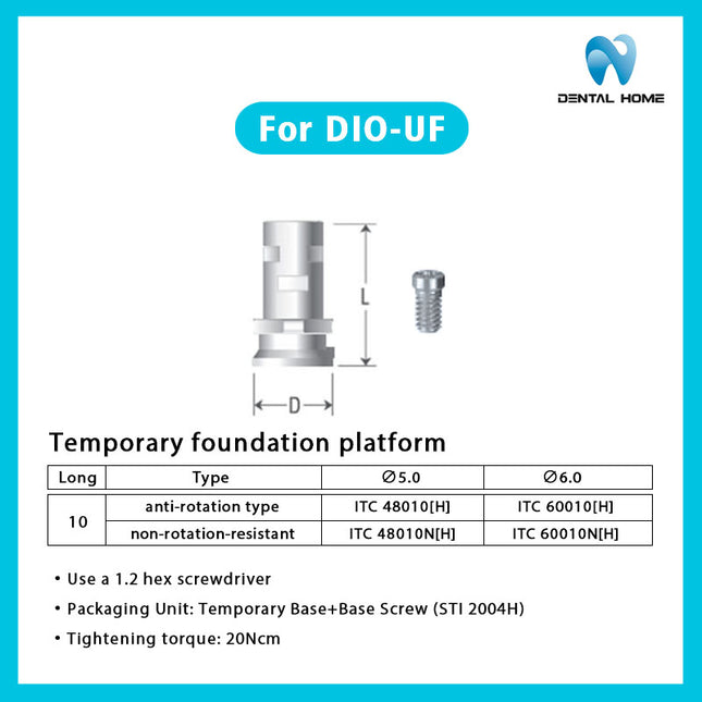 Suitable for DIO-UF temporary base titanium substrate