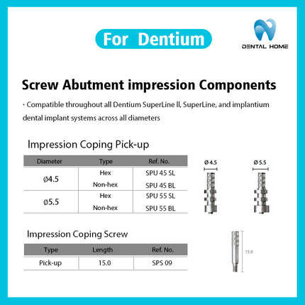 Подходит для замены стержня для снятия слепка с композитного имплантата Dentium