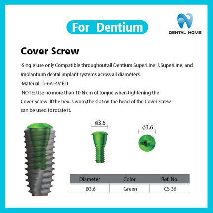 Подходит для имплантации закрытого винта Dentium, сменного винта, субстрата из титанового сплава, стержня для переноса слепков