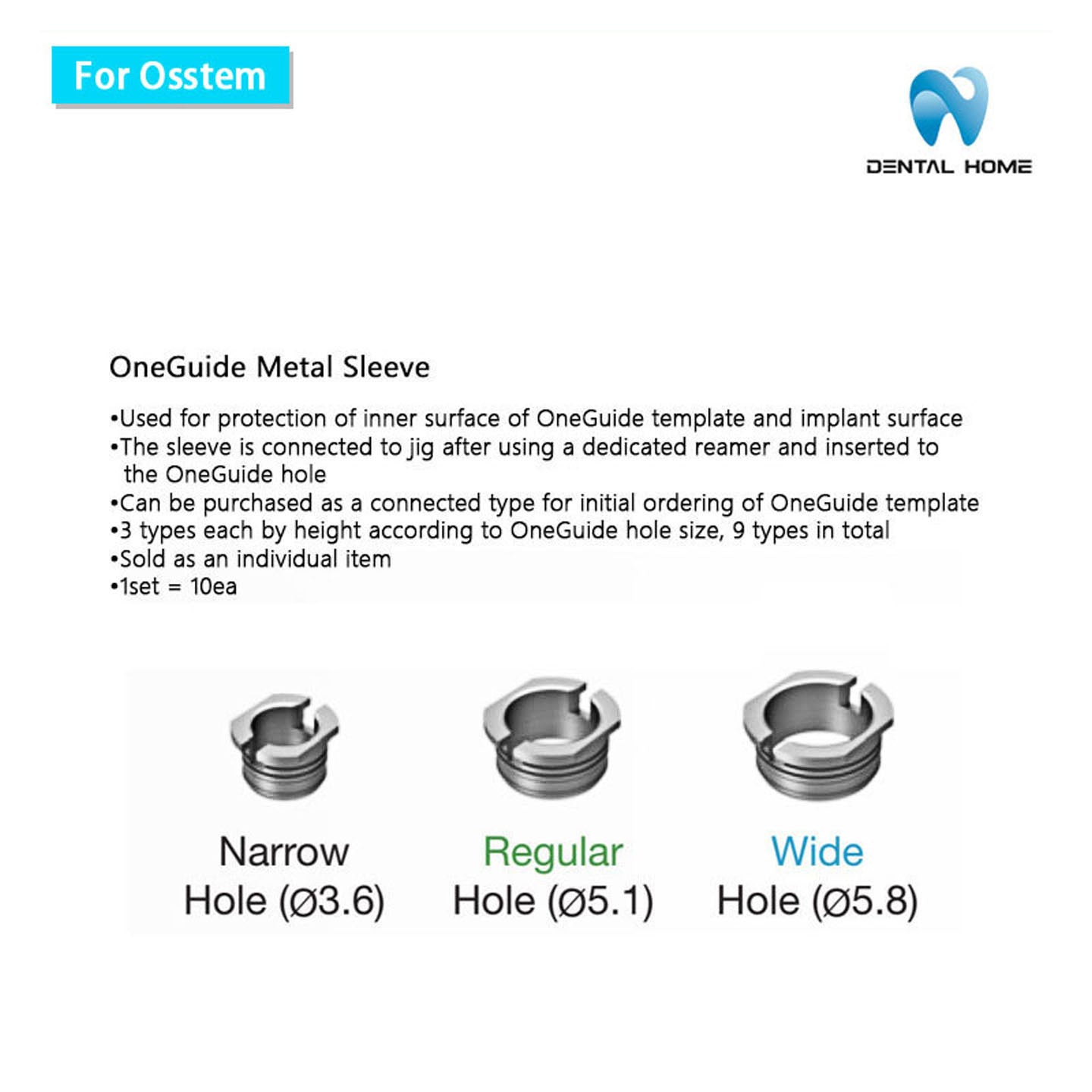 For Osstem OneGuide Metal Sleeve