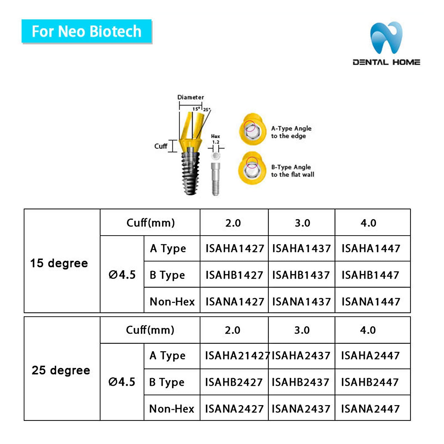 For Neobiotech Angled abutment