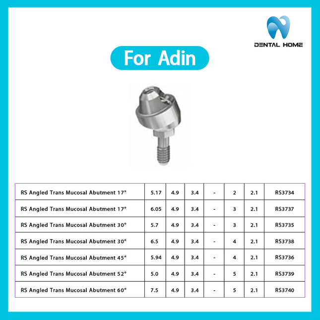 Подходит для замены угловых абатментов Adin Composite 17° и 30°