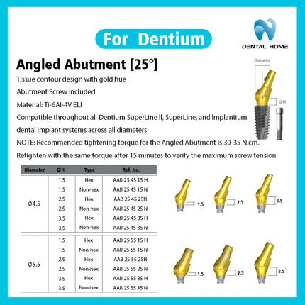 Подходит для восстановленного Dentium готового углового абатмента из титанового сплава для замены имплантата.