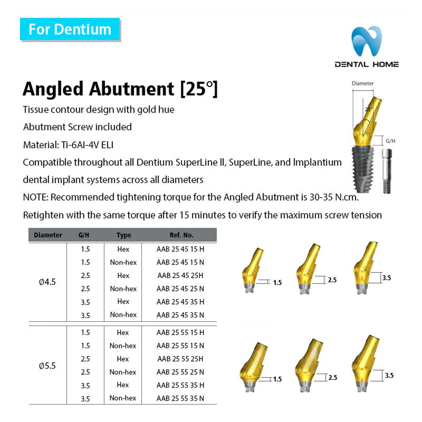 For Dentium Angled abutment