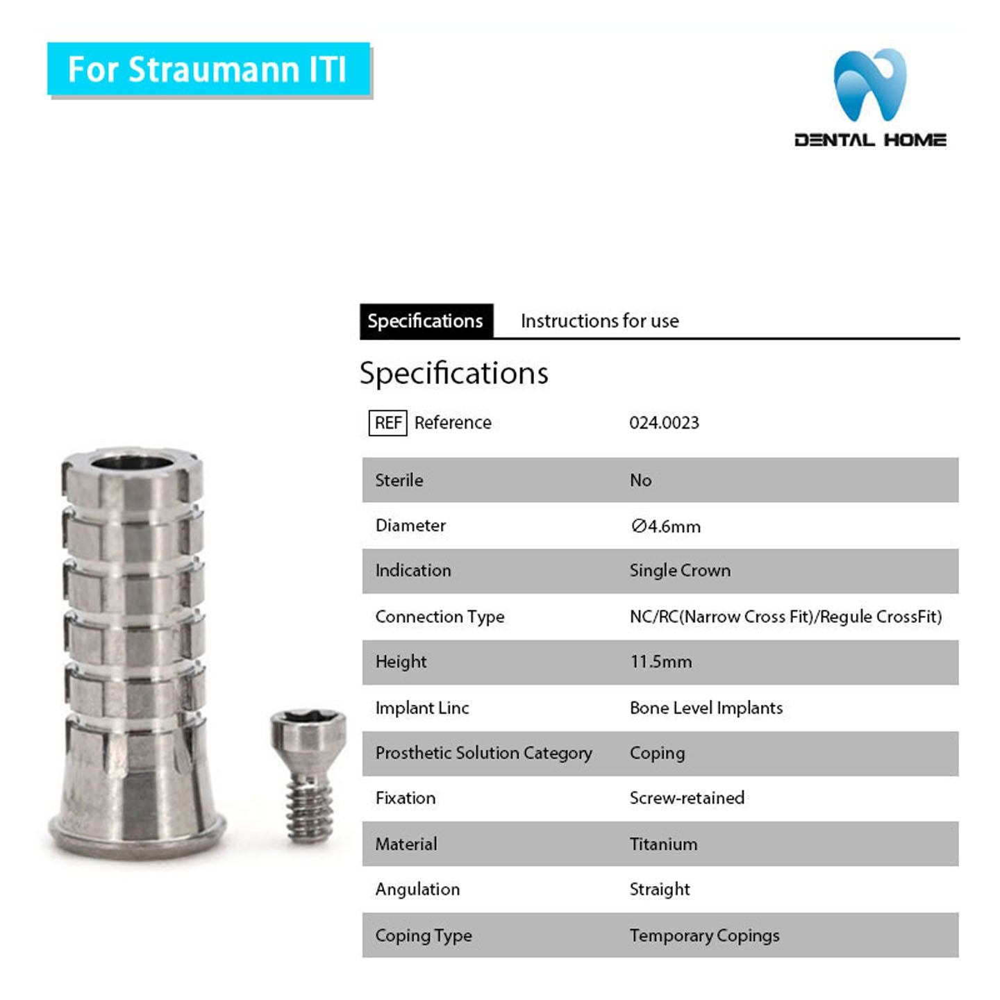 For Straumann ITl Multi unit Temporary cylinder