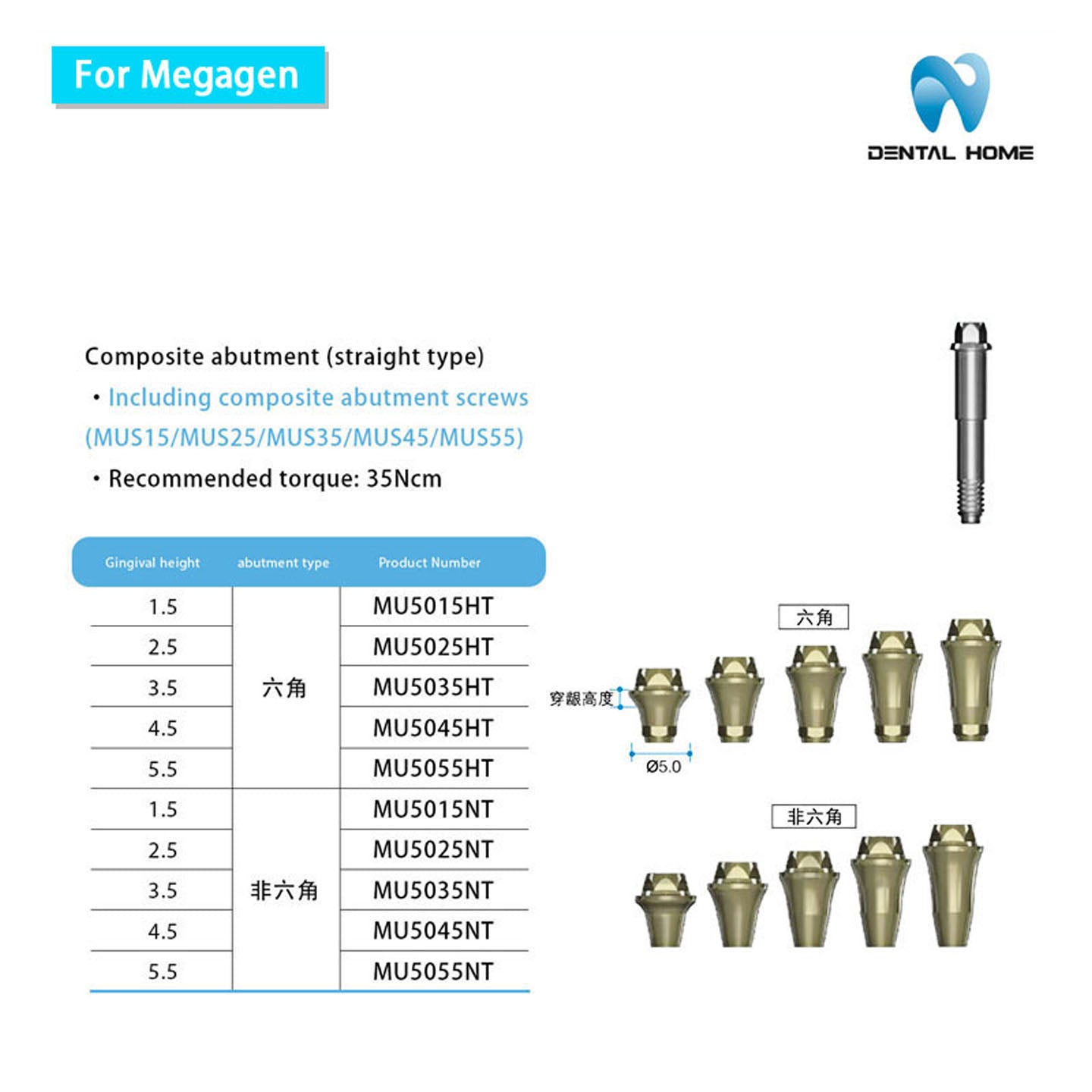 For Megagen Multi unit Straight Abutment-AnyOne