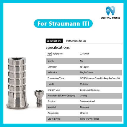 ストラウマンITlコンポジットテンポラリーアバットメントインプラント代替品コンポジット直角チタン合金ベース