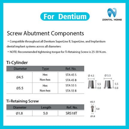 Подходит для немедленного ремонта временных стержней-трансферов из титанового сплава для замены имплантатов с композитным основанием Dentium