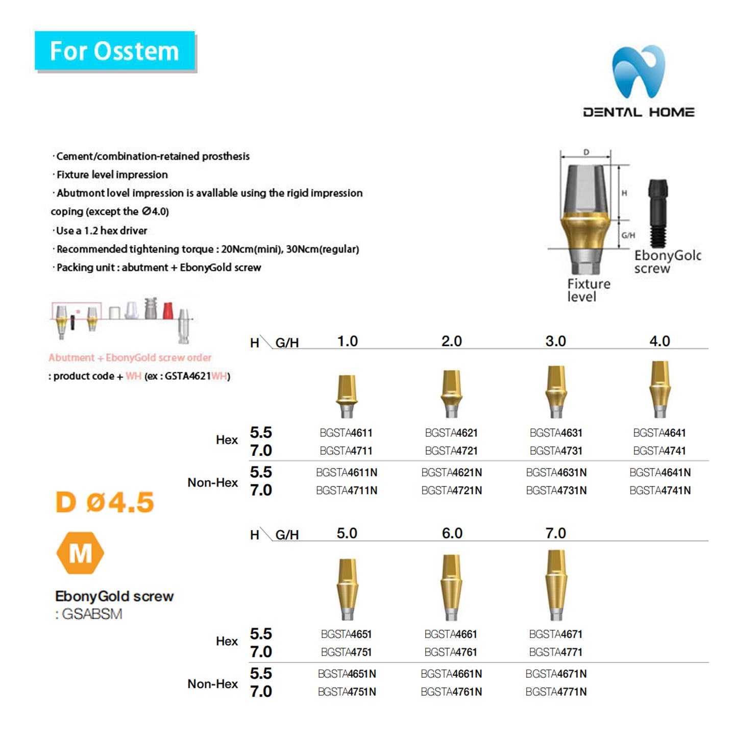 OSSTEM Compatible Repair Straight Abutment for Dental Implant Restoration