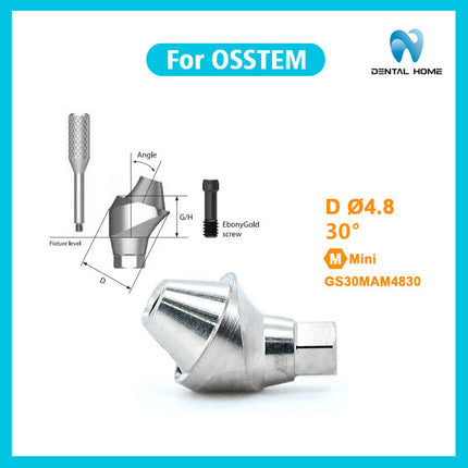 Подходит для немедленного ремонта угловых имплантатов с использованием композитного углового абатмента OSSTEM