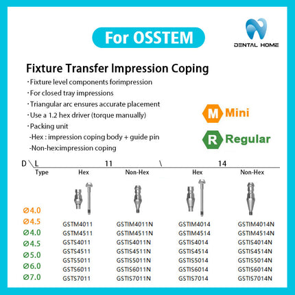 Подходит для стержня для слепка OSSTEM с закрытым ртом. Аксессуары для дентальных имплантатов.