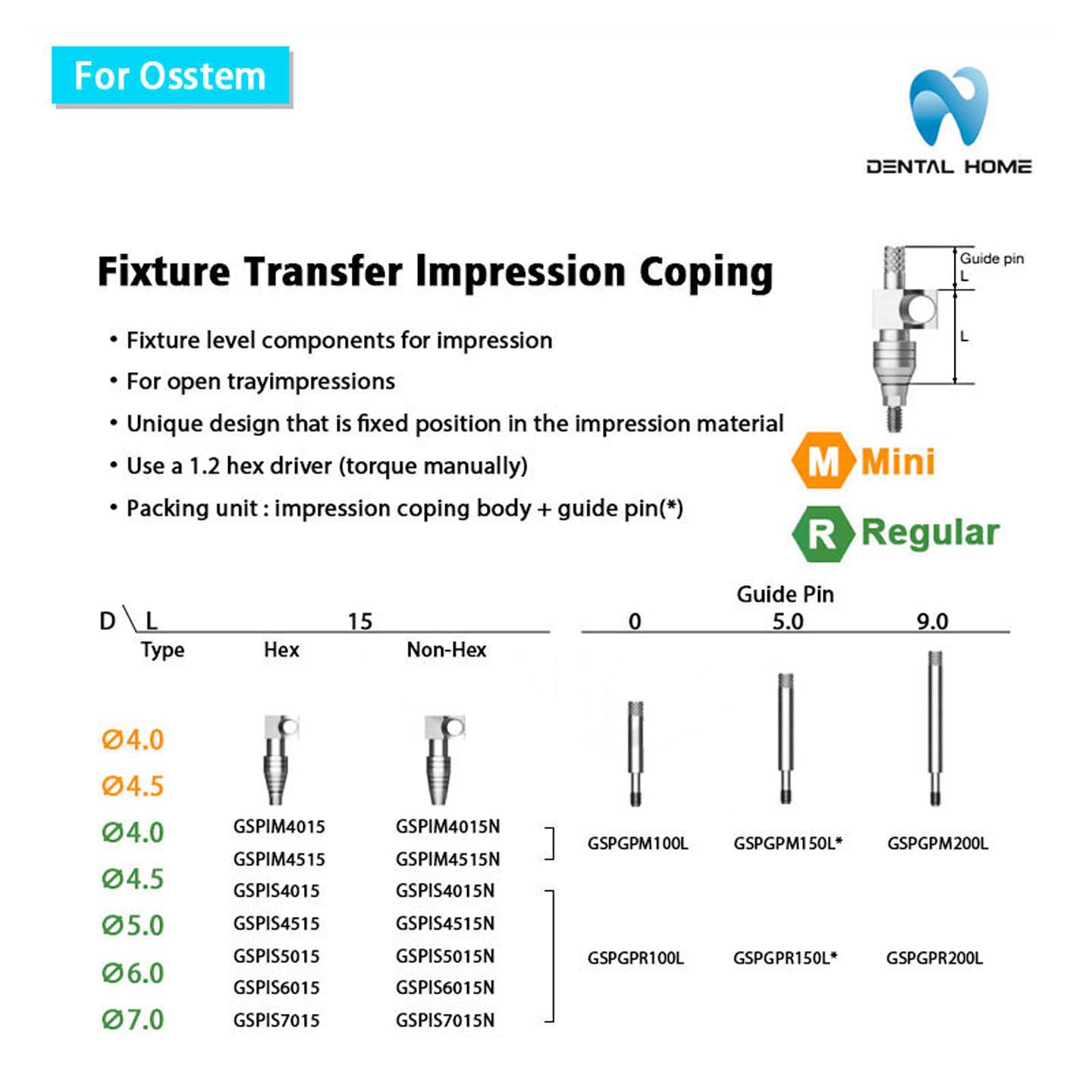For Osstem Fixture Pick-up ImpressionCoping