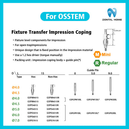 Подходит для стержня Osstem Open Transfer, слепочного колпачка, имплантационного винта-заменителя основания