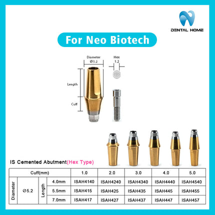 Подходит для сборного прямоугольного абатмента Neobiotech, заменяющего посадочный стержень для переноса
