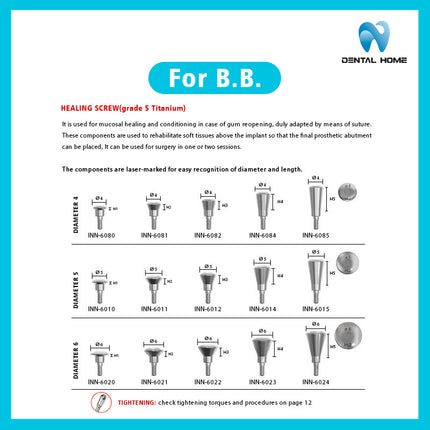 Suitable for B.B. healing abutment screws