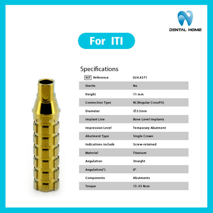Стандартный временный абатмент Straumann LTL для восстановления, титановый субстрат, замена имплантата, центральный винт, Бесс