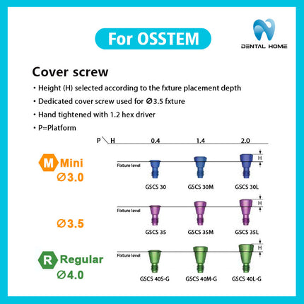 Подходит для OSSTEM, закрывающего винт, защитного колпачка для замены имплантата и формирователя десны